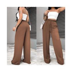 Calça Feminina Pantalona Duna Wide Leg - Chocolate - Tam. G