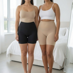 Kit 2 Short Calcinha Modeladora Cintura Alta Sem Costura Tam. GG - Preta + Bege