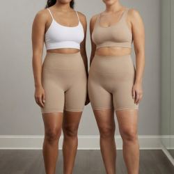 Kit 2 Short Calcinha Modeladora Cintura Alta Sem Costura Tam. GG - Bege