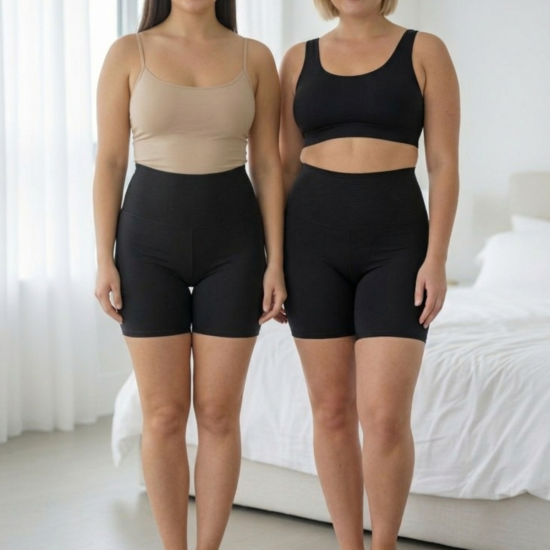 Kit 2 Short Calcinha Modeladora Cintura Alta Sem Costura Tam. GG - Preto