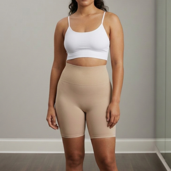Kit 2 Short Calcinha Modeladora Cintura Alta Sem Costura Tam. GG - Preta + Bege