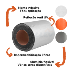 Fita Asfáltica Aluminizada Auto Adesiva - 10 cm x 10 m