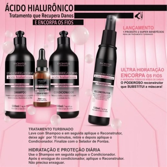 Kit Capilar Ácido Hialurônico – Uso Obrigatório – Facinatus Profissional