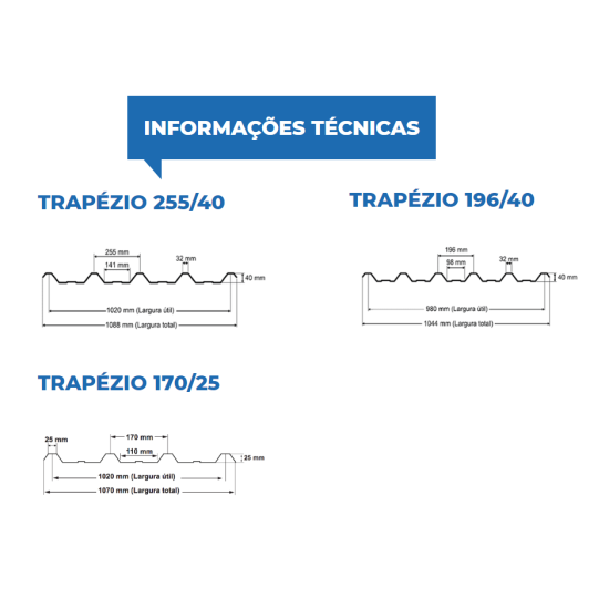Telha Translúcida Polipropileno Trapézio 6,0 x 1,04 m - Perfil 196/40