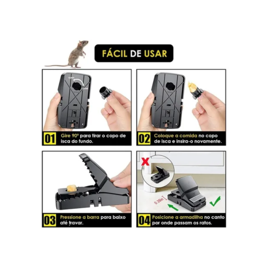 Ratoeira Mecânica De Plástico Trapper Ratox G - Kit 10 Unidades